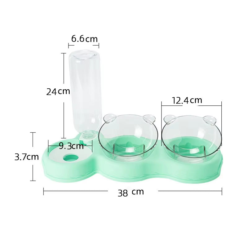 Automatic 3-in-1 Pet Feeder with Double Bowls and Water Reservoir for Cats and Dogs