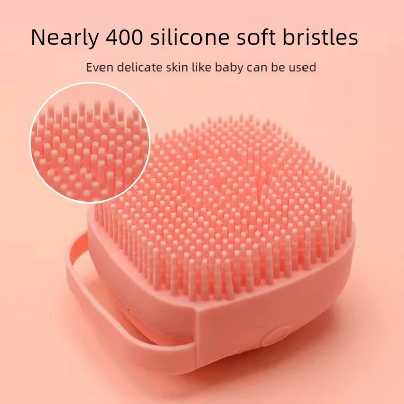 Pet Grooming Bath Brush with Shampoo Dispenser - Soft Silicone and Rubber Bristles for Dogs and Cats