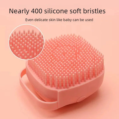Pet Grooming Bath Brush with Shampoo Dispenser - Soft Silicone and Rubber Bristles for Dogs and Cats
