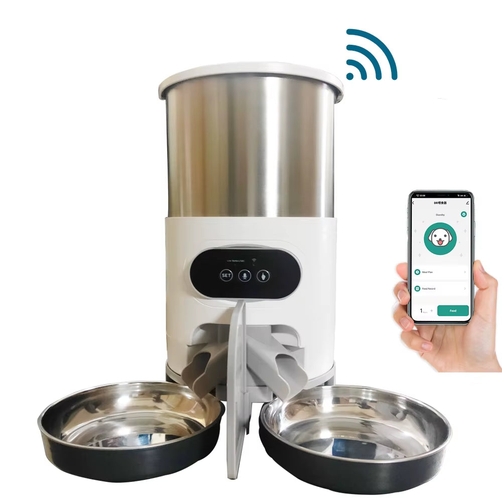 4.5L WiFi-Enabled Automatic Pet Feeder with Voice Recording and Timer for Large Cats and Dogs