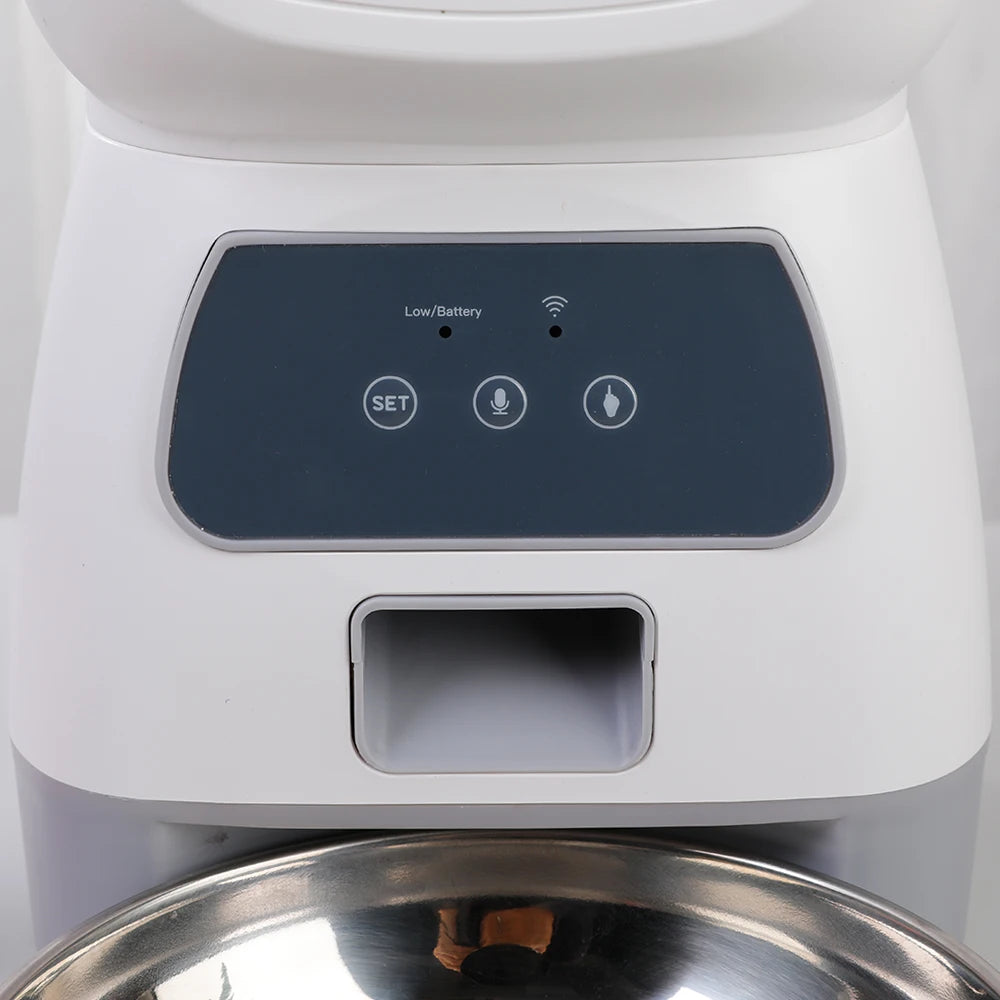 Automatic 3.5L Pet Feeder with WiFi Connectivity, Voice Recorder, and Slow Feed Design for Cats and Dogs - Large Capacity Timed Food Dispenser