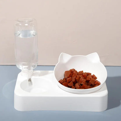 Ergonomically Designed Pet Bowl with 15-Degree Tilt for Cervical Vertebrae Support - Automatic Dog Food and Water Feeder